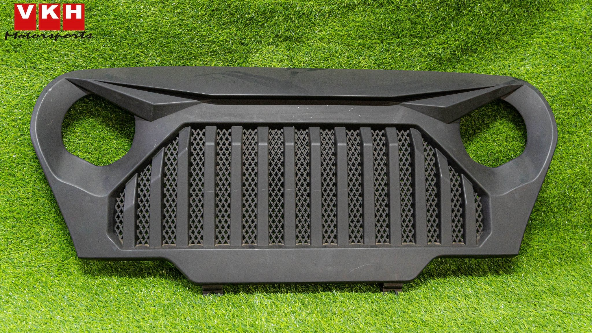 VKH Matte Black Front Grille Upgrade, Angry Eyes Style - Fits 1997-2006 Jeep Wrangler TJ